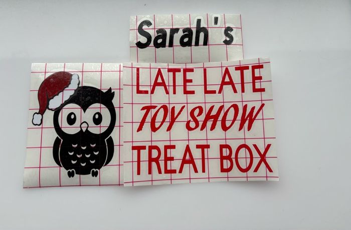 Late Late Toy Show Treat Box adhesive vinyl sticker