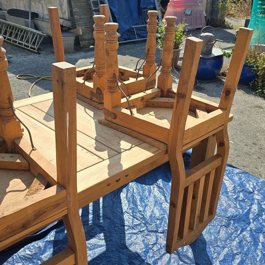 Solid Wooden Kitchen Table plus 4 Chairs Rustic Character