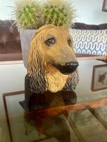 Vintage 20th Century Afghan Hound Chalkware Bust Legend Products