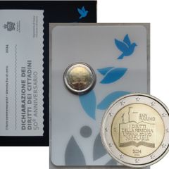 San Marino 2 Euro Base Metals Brilliant Uncirculated Coin 2024 - 50th Anniversary of the Declaration of the Rights of Citizens and Fundamental Principles of the San Marino Constitution
