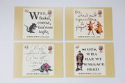 Royal Mail Stamp postcards "Robert Burns" 25th of January 1996  4 postcards