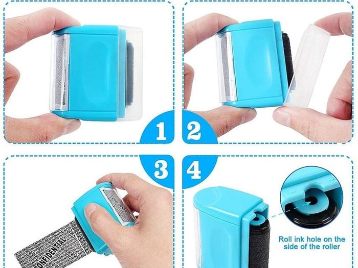 Address Blocker Stamp,Lindastas Wide Roller Stamp,Including 3-Pack Refills Confidential Roller Stamp, Data Defender Anti Theft and Privacy Safety