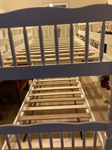 A beautiful White Bunk Bed. No Mattresses.
