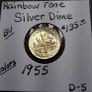 Rainbow Toned Gold Color Silver Coin 1955    Roosevelt  Dime  BU   D-5 Image 2