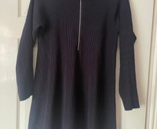 Cos Navy Zip-Up Cotton Dress - Size M