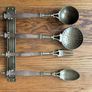 French vintage solid brass and wooden kitchen utensils Image 2