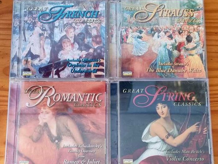4 CD's Great French Classics / Romantic classics / Strauss classics / String classics. VG condition.