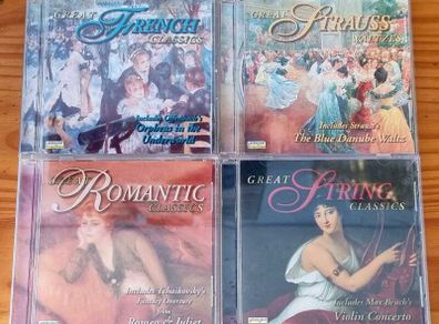 4 CD's Great French Classics / Romantic classics / Strauss classics / String classics. VG condition.