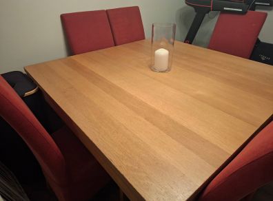 Solid Oak Dining table and 8 chairs