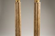 Pair of Marble and Brass Baroque Style Columns