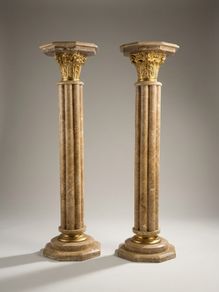 Pair of Marble and Brass Baroque Style Columns