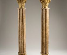 Pair of Marble and Brass Baroque Style Columns