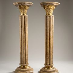 Pair of Marble and Brass Baroque Style Columns