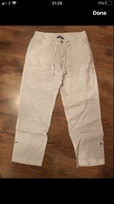 White Linen 3/4 length Trousers