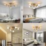 NEW SALE | Modern Sputnik Chandelier Ceiling Light, 5 Lights Golden Semi Flush Mount Ceiling Lights, Adjustable Ceiling Light Fitting for Living Room Kitchen Dining Room Farmhouse Hallway Image 2