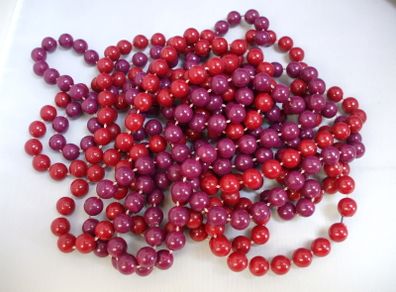 SALE!  2 Very Long Plastic Red and Purple Beaded Necklaces