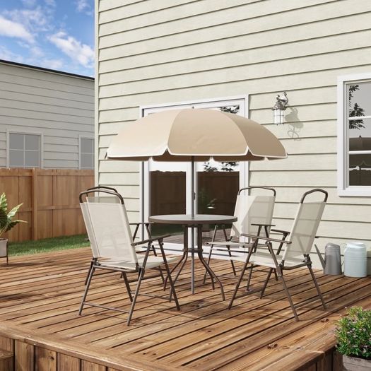 NEW SALE |  6 Pcs Bistro Set, Texteline-Black/Cream