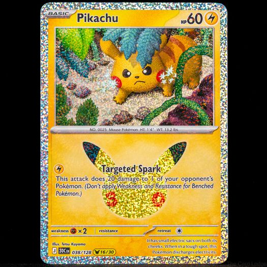 Pikachu 038/128 Holo Rare 16/30 30th Celebration Anniversary Pokemon Card