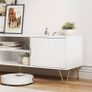 White Wood TV Stand for up to 65 Inch TV, 137cm TV Unit with 2 Cabinets and Open Shelves, Modern TV Console Table for Living Room,53.9 x 15.0 x 18.9 inches Image 3