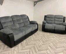 Tara 3+2 Corduroy Grey Fabric Sofa Set