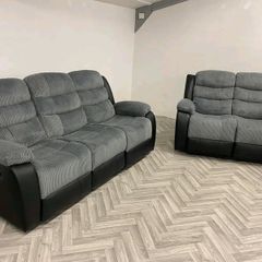 Tara 3+2 Corduroy Grey Fabric Sofa Set