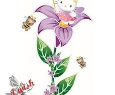 Nice Hello Kitty And Flower Pvc Art Wall Sticker