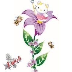 Nice Hello Kitty And Flower Pvc Art Wall Sticker