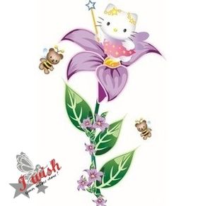 Nice Hello Kitty And Flower Pvc Art Wall Sticker