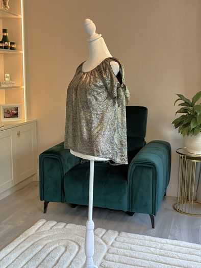 Brand-new Ladies Gold & Black Metallic Top Size: UK 10 / EU 38