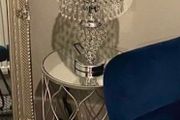 Umbrella Crystal Table Lamp Polished for Bedroom - Silver