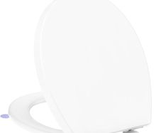 Toilet Seat Soft Close - Universal White Oval Quick Release Plastic Toulet Seat with Adjustable Fixing for Easy Cleaning, Heavy Duty Standard Bathroom WC Pan &Bowl Loo Cover 44.7 x 37.2 cm