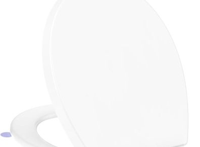 Toilet Seat Soft Close - Universal White Oval Quick Release Plastic Toulet Seat with Adjustable Fixing for Easy Cleaning, Heavy Duty Standard Bathroom WC Pan &Bowl Loo Cover 44.7 x 37.2 cm
