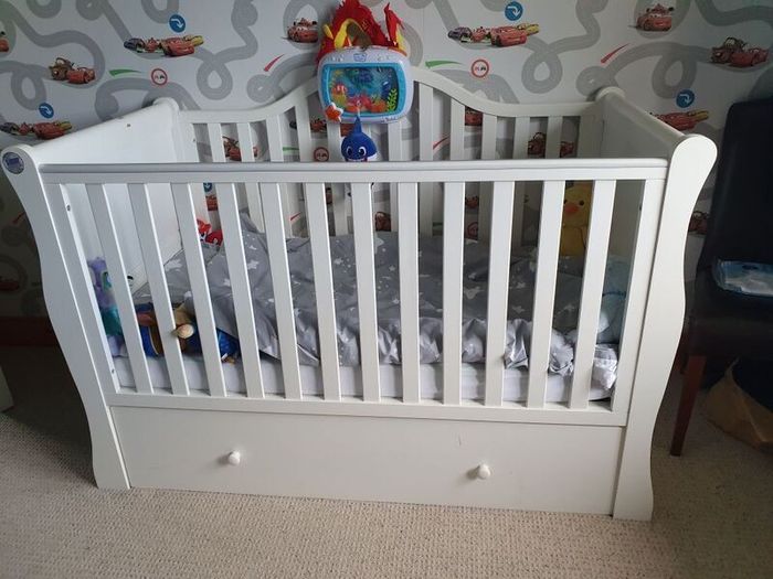White Sleigh Cot Bed
