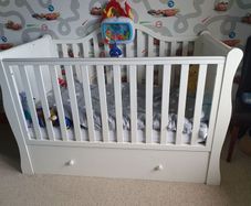 White Sleigh Cot Bed