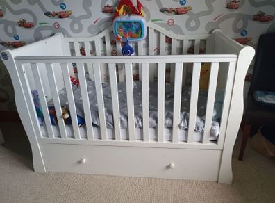White Sleigh Cot Bed