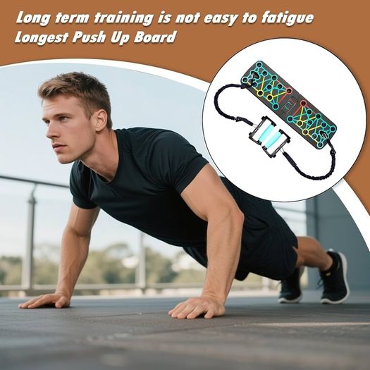 Push Up Board Training Board with Colour Coded Elastic Bands Included Muscle Strengthening Foldable Unisex Beginners Home Travel