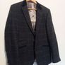 HERBIE FROGG Mens Tweed Blazer Blue Check Abraham Moon Wool Jacket 40R Velvet Image 3
