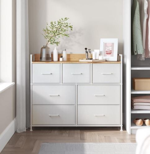 Industrial design with 7 drawers (Cloud white Oak beige) FREE P&P