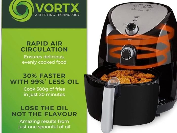 Family Size Air Fryer with Rapid Air Circulation, 60-Minute Timer, 4.3 Litre, 1500W, Black (FREE POSTAGE)