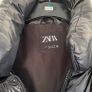Zara black shiny puffer jacket with hoodie Image 3
