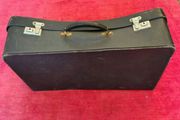 Vintage Mid-Century Black Rexine Suitcase