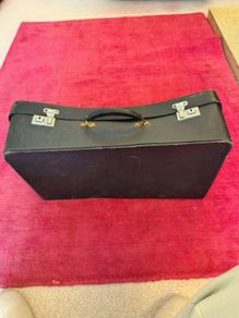 Vintage Mid-Century Black Rexine Suitcase
