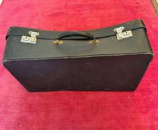 Vintage Mid-Century Black Rexine Suitcase