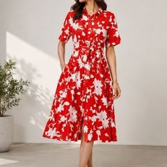 NEW Red and white floral print dress: Size 14