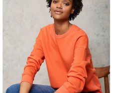 Mint Velvet Orange Side Zip Sweatshirt Cotton Blend  Size M