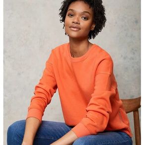 Mint Velvet Orange Side Zip Sweatshirt Cotton Blend  Size M
