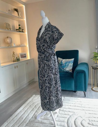 Ladies Short-sleeved Black and White Wrap Shirt Dress from Mango