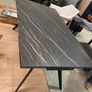 Black and brown extendable dining table Image 2
