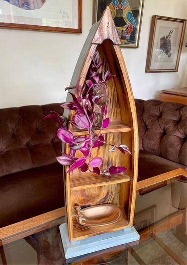 Wooden Boat Wall Shelf Vintage Nautical Decor Rustic Maritime Coastal Display