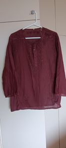 Brown Embroidered Sequin Blouse